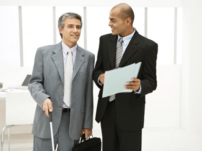 blind man going into job interview