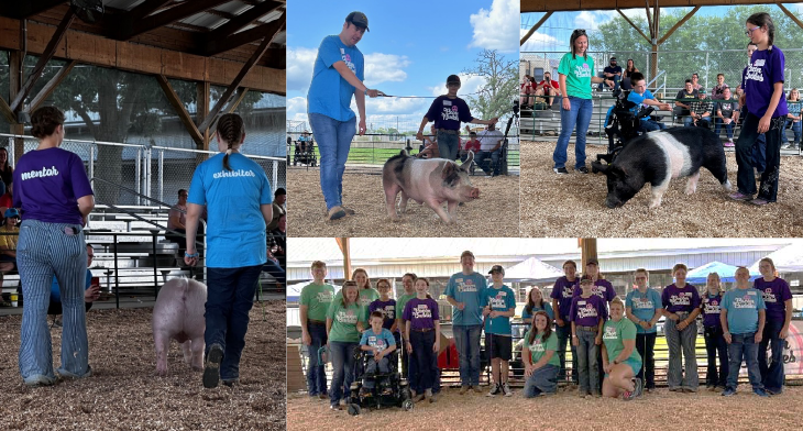 Collage of photos from 2024 Bacon Buddies event with exhibitors, mentors and volunteers