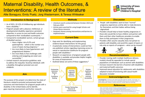 Allie Bonagura, Public Health; Emily Puetz, Nursing; Jorg Westermann, PhD, Family; Teresa Whiteaker, Nursing research poster