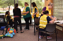 reunification center members doing a drill